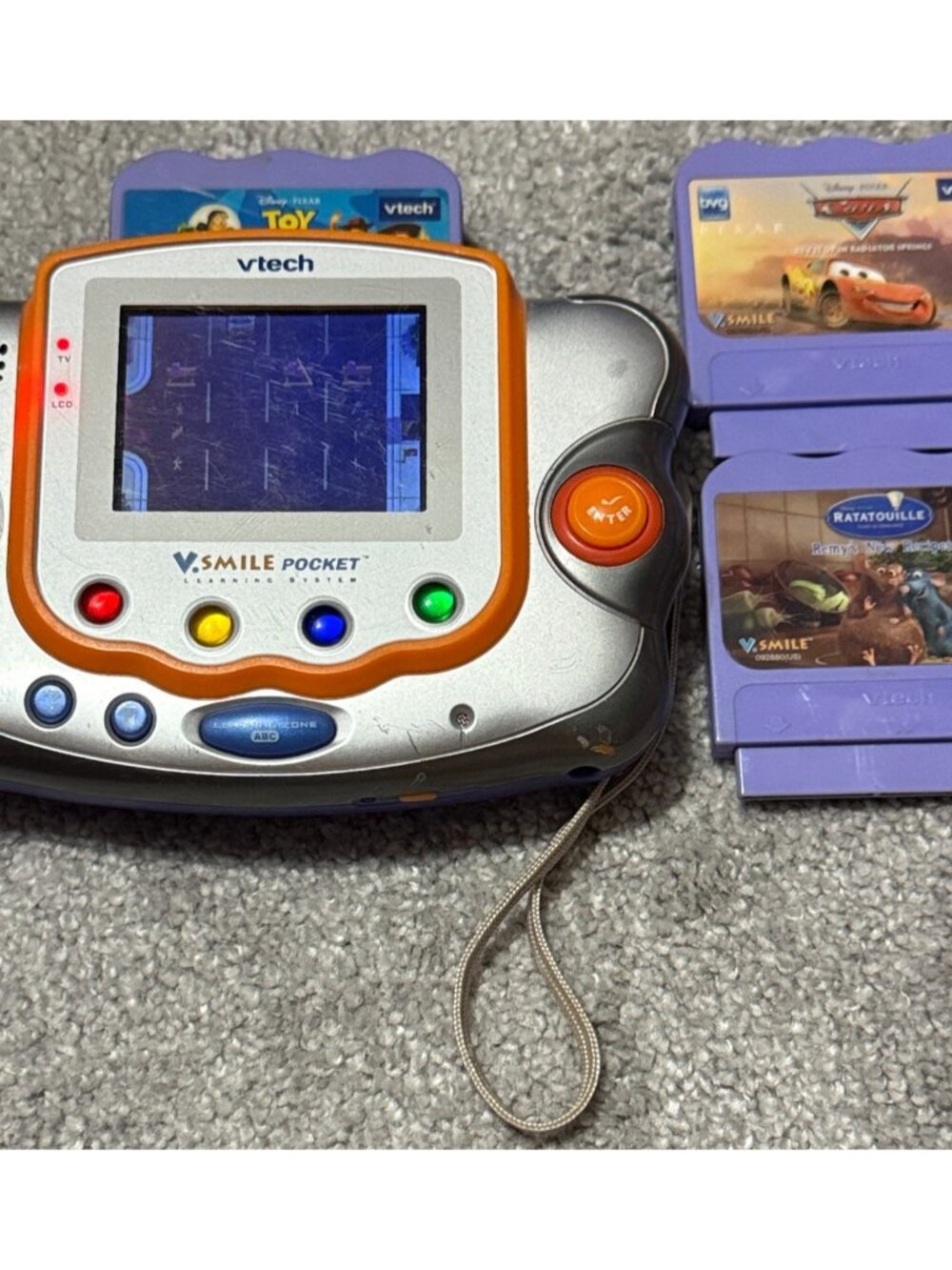 VTech V.Smile Pocket Learning System Handheld Console Tested & Works + 3 Games